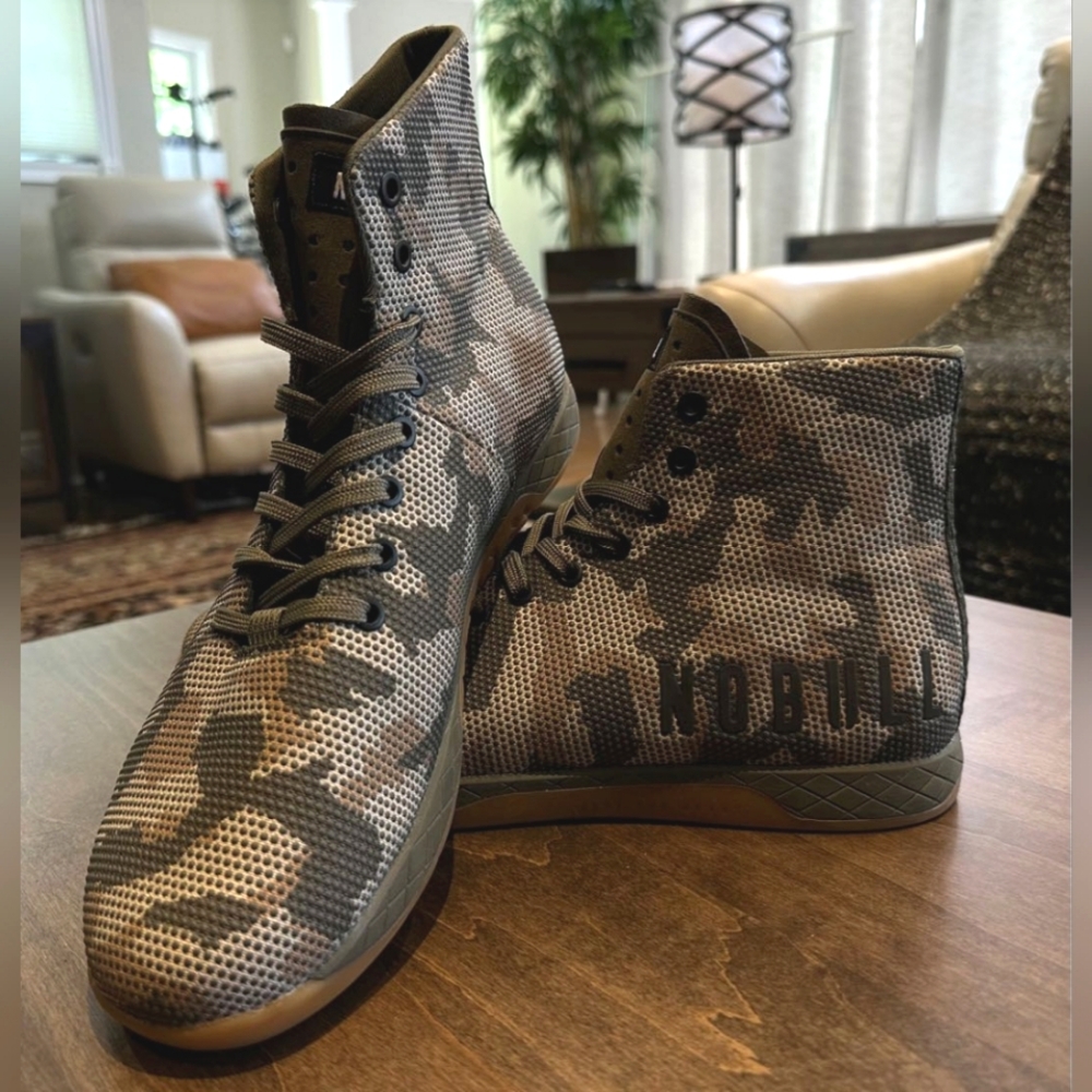 NOBULL Woodland Camo High Top Sneakers - US 11.5, Green/Brown
